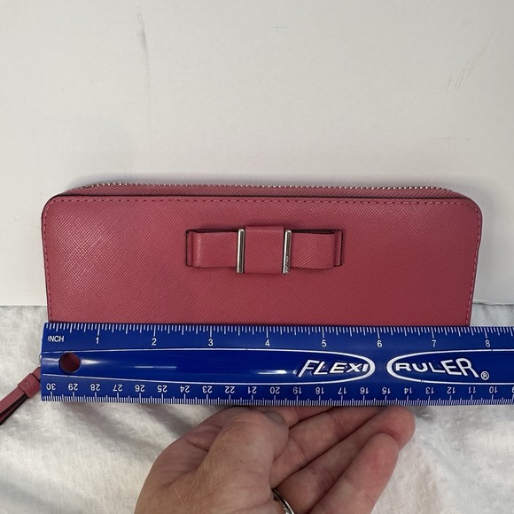 Pink Coach Wallet Darcy Bow Accordion Zip Pink Leather Zip Around Clutch - Picture 13 of 16